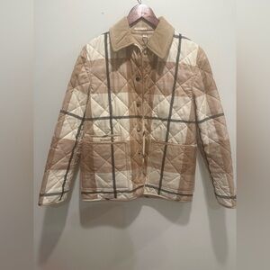 BURBERRY Wool Quilted Jacket Size XXS Padded Tartan Corduroy Collar - New